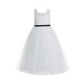 thumbnail image 1 of Ekidsbridal Ivory Scoop Neck A-Line Keyhole Back Floral Lace Formal Flower Girl Dress Graduation Ceremonial Gown for Toddlers 178 8, 1 of 2