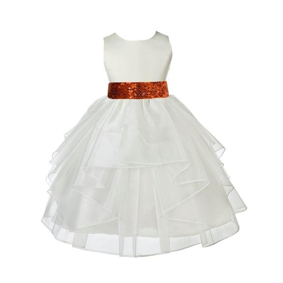 Ekidsbridal Ivory Shimmering Organza Satin Flower Girl Dress Birthday Party Formal Evening Junior Pageant Bridesmaid Gown 4613mh 10