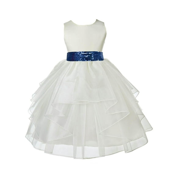 Ekidsbridal Ivory Shimmering Organza Satin Flower Girl Dress Birthday Party Formal Evening Junior Pageant Bridesmaid Gown 4613mh M