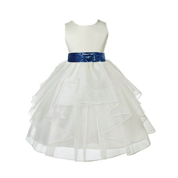 Ekidsbridal Ivory Shimmering Organza Sequin Sash Flower Girl Dresses Junior Pageant Pretty Princess Father Daughter Dance Recital Gown 4613mh 2