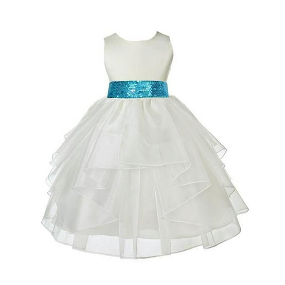 Ekidsbridal Ivory Shimmering Organza Sequin Sash Flower Girl Dresses Junior Pageant Pretty Princess Father Daughter Dance Recital Gown 4613mh 4