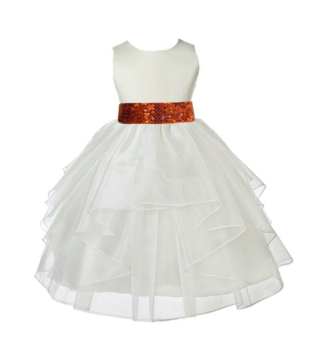 Pleated Flower Girl Dress with Sash - Kids Wedding, Party, Pageant Gown
