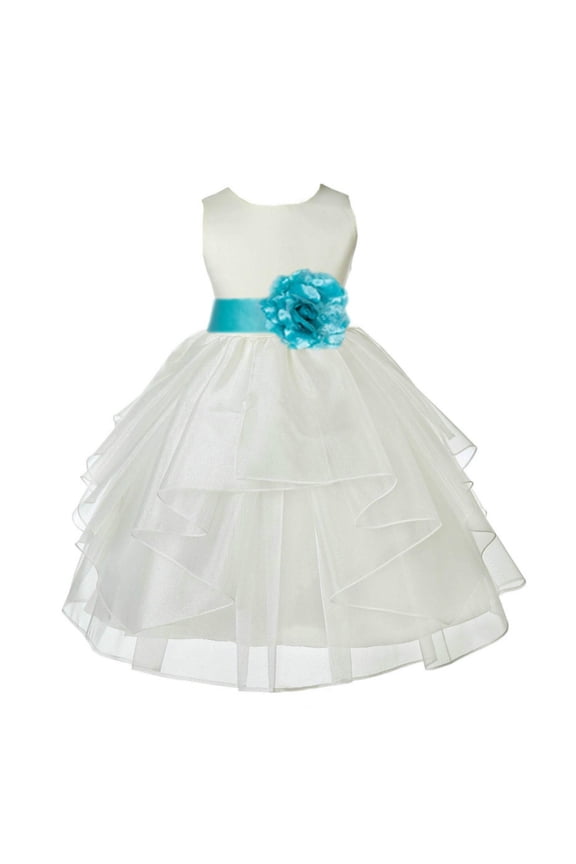 Ivory Tiffany Shimmering Organza Flower Girl Dresses for Toddlers Junior Bridesmaid Beauty Pageant Christening Gown 4613S 8