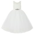 thumbnail image 1 of Ekidsbridal Ivory Toddler Lace Tutu Flower Girl Dresses with Rhinestone for Church Communion Baptism 212R5thin 10, 1 of 3