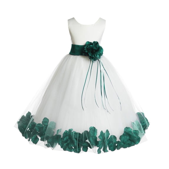 Ekidsbridal Ivory Tulle Floral Rose Petals Flower Girl Dress Communion Baptism Ceremonial Gown Formal Photoshoot 007 10