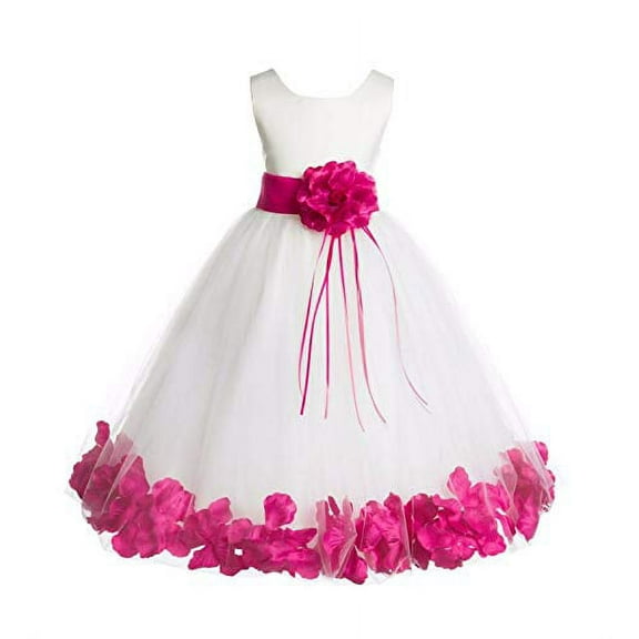 Ekidsbridal Ivory Tulle Floral Rose Petals Flower Girl Dress Communion Baptism Ceremonial Gown Formal Photoshoot 007 14