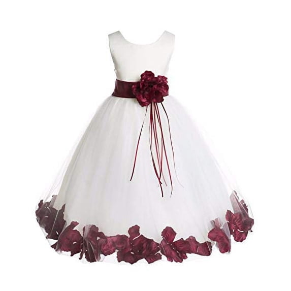 Ekidsbridal Ivory Tulle Floral Rose Petals Flower Girl Dress Communion Baptism Ceremonial Gown Formal Photoshoot 007 14