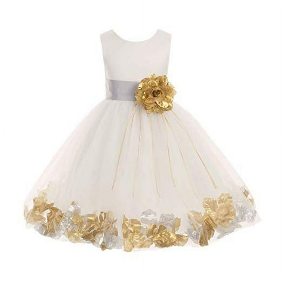 Ekidsbridal Ivory Tulle Floral Rose Petals Flower Girl Dress Communion Baptism Ceremonial Gown Formal Photoshoot 007 4