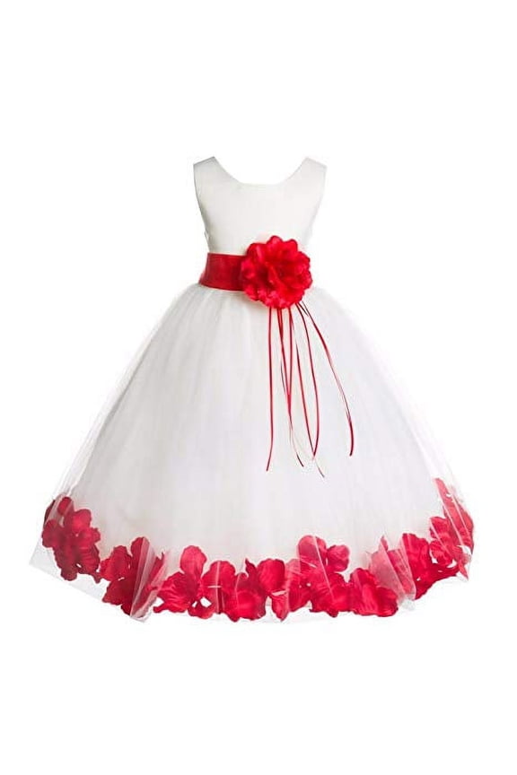 Ivory Tulle Floral Rose Petals Flower Girl Dress Communion Baptism Ceremonial Gown Formal Photoshoot 007 4