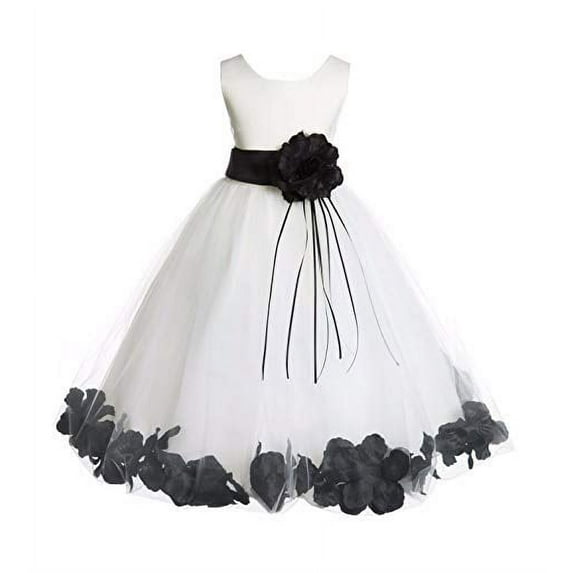 Ekidsbridal Ivory Tulle Floral Rose Petals Flower Girl Dress Communion Baptism Ceremonial Gown Formal Photoshoot 007 M