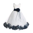 thumbnail image 1 of Ekidsbridal Ivory Tulle Floral Rose Petals Flower Girl Dress Communion Baptism Ceremonial Gown Formal Photoshoot 007 S, 1 of 2