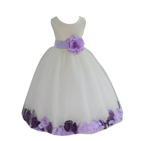 Ekidsbridal Ivory Tulle Multi-Colored Mixed Rose Petals Flower Girl Dress Wedding Pageant Birthday Party Baptism Junior Bridesmaid Communion 302T 10