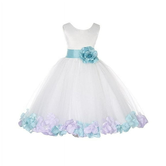 Ekidsbridal Ivory Tulle Multi-Colored Mixed Rose Petals Flower Girl Dress Wedding Pageant Birthday Party Baptism Junior Bridesmaid Communion 302T 14