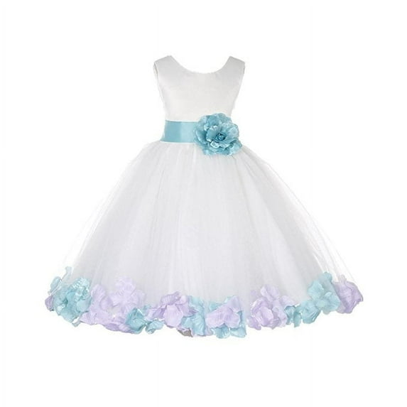 Ekidsbridal Ivory Tulle Multi-Colored Mixed Rose Petals Flower Girl Dress Wedding Pageant Birthday Party Baptism Junior Bridesmaid Communion 302T 14