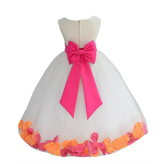Ekidsbridal Ivory Tulle Multi-Colored Mixed Rose Petals Flower Girl Dress Wedding Pageant Birthday Party Baptism Junior Bridesmaid Communion 302T 4