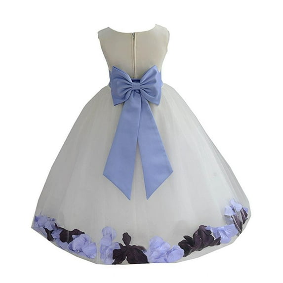 Ekidsbridal Ivory Tulle Multi-Colored Mixed Rose Petals Flower Girl Dress Wedding Pageant Birthday Party Baptism Junior Bridesmaid Communion 302T M