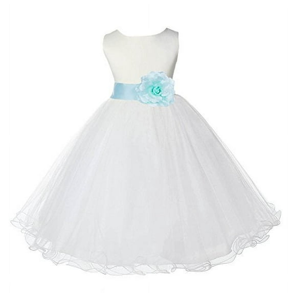 Ekidsbridal Ivory Tulle Rattail Edge Flower Girl Dress Pageant Ballroom Gown Junior Bridesmaid Baptism Communion 829S 12