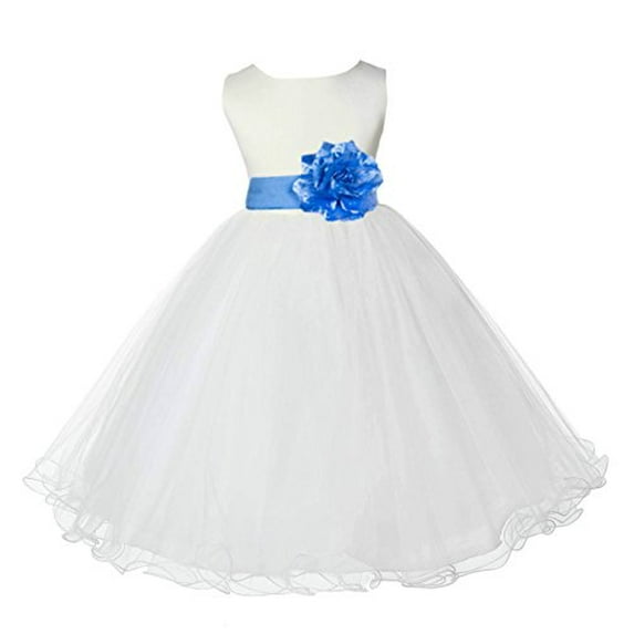 Ekidsbridal Ivory Tulle Rattail Edge Flower Girl Dress Pageant Ballroom Gown Junior Bridesmaid Baptism Communion 829S S