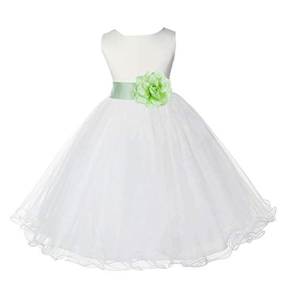 Ekidsbridal Ivory Tulle Rattail Edge Flower Girl Dress for Toddlers Birthday Party Formal Elegant Gown Ballroom Dance Recital 829S 10