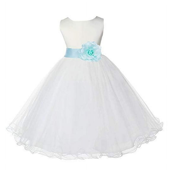 Ekidsbridal Ivory Tulle Rattail Edge Flower Girl Dress for Toddlers Birthday Party Formal Elegant Gown Ballroom Dance Recital 829S 12