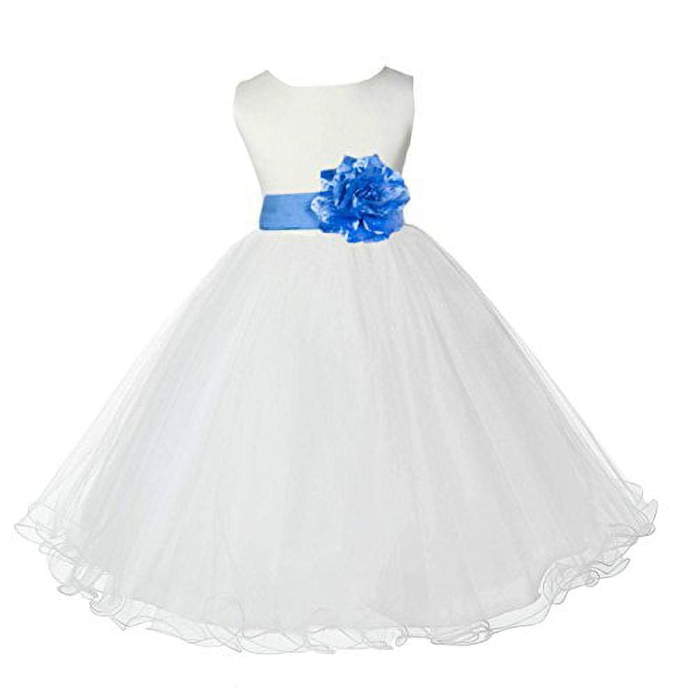 Ekidsbridal Ivory Tulle Rattail Edge Flower Girl Dress for Toddlers