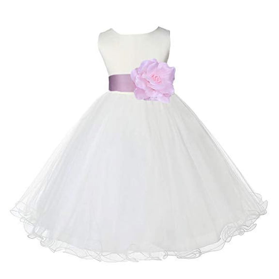 Ekidsbridal Ivory Tulle Rattail Edge Flower Girl Dress for Toddlers Birthday Party Formal Elegant Gown Ballroom Dance Recital 829S 4