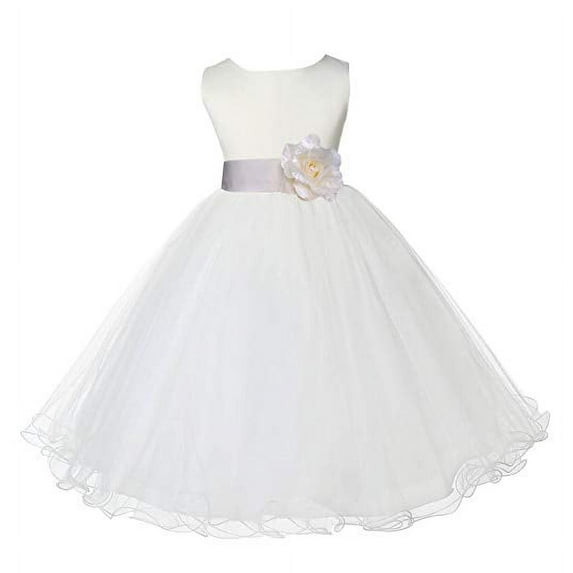 Ekidsbridal Ivory Tulle Rattail Edge Flower Girl Dress for Toddlers Birthday Party Formal Elegant Gown Ballroom Dance Recital 829S 4