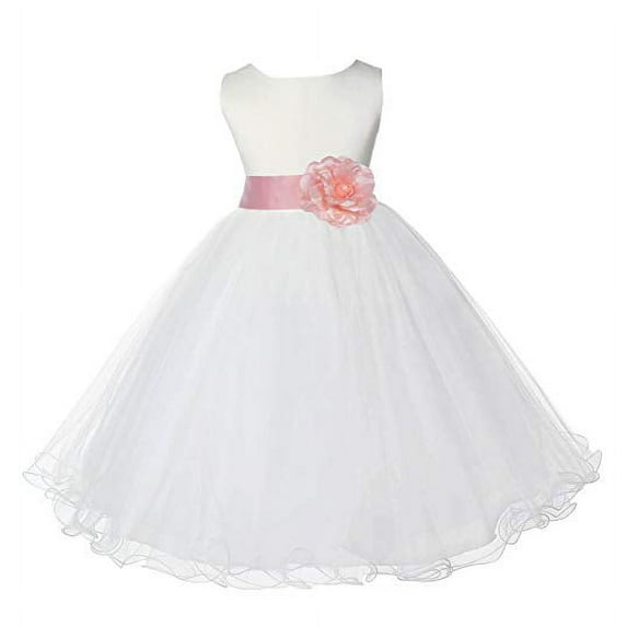 Ekidsbridal Ivory Tulle Rattail Edge Flower Girl Dress for Toddlers Birthday Party Formal Elegant Gown Ballroom Dance Recital 829S 6