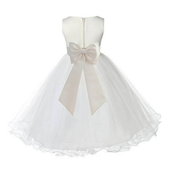 Ekidsbridal Ivory Tulle Rattail Edge Flower Girl Dresses Formal Evening Gown Christening Communion Baptism Photoshoot Wedding 829T 12