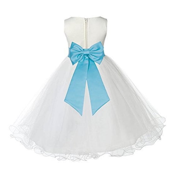 Ekidsbridal Ivory Tulle Rattail Edge Flower Girl Dresses Formal Evening Gown Christening Communion Baptism Photoshoot Wedding 829T 6