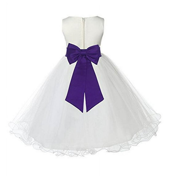 Ekidsbridal Ivory Tulle Rattail Edge Flower Girl Dresses Formal Evening Gown Christening Communion Baptism Photoshoot Wedding 829T M
