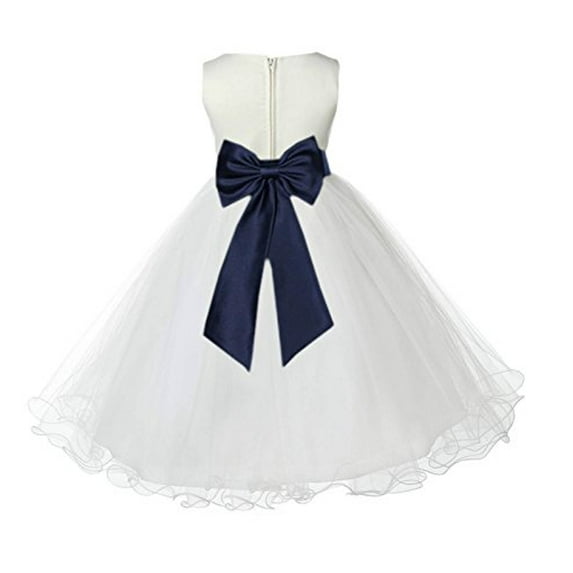 Ekidsbridal Ivory Tulle Rattail Edge Flower Girl Dresses Formal Evening Gown Christening Communion Baptism Photoshoot Wedding 829T S