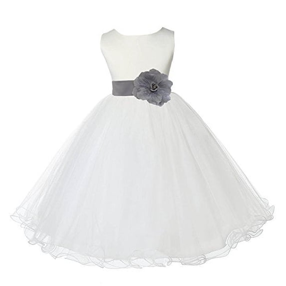 Ekidsbridal Ivory Tulle Rattail Edge Flower Girl Dresses Pretty Princess Ballroom Father Daughter Dance Gown Christening 829T 2