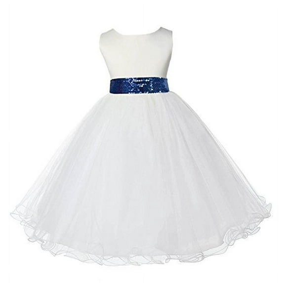 Ekidsbridal Ivory Tulle Rattail Edge Sequin Sash Flower Girl Dresses Christening Pageant Gown Birthday Party Baptism 829mh 2