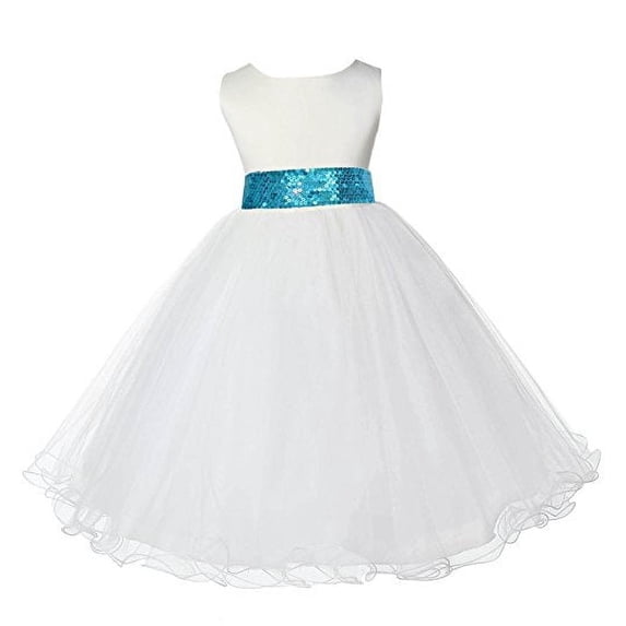 Ekidsbridal Ivory Tulle Rattail Edge Sequin Sash Flower Girl Dresses Christening Pageant Gown Birthday Party Baptism 829mh 2