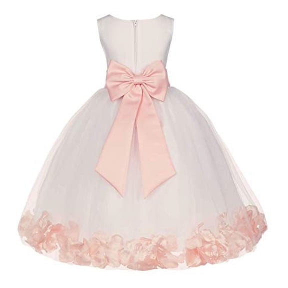 Ekidsbridal Ivory Tulle Rose Petals Flower Girl Dresses Wedding Pageant Ball Gown Birthday Party Easter Summer 302T 10