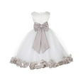 thumbnail image 1 of Ekidsbridal Ivory Tulle Rose Petals Flower Girl Dresses Wedding Pageant Ball Gown Birthday Party Easter Summer 302T 14, 1 of 3