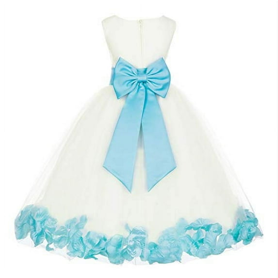 Ekidsbridal Ivory Tulle Rose Petals Flower Girl Dresses Wedding Pageant Ball Gown Birthday Party Easter Summer 302T 14