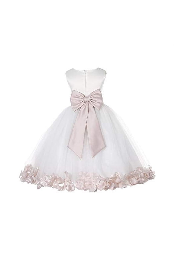 Ivory Tulle Rose Petals Flower Girl Dresses Wedding Pageant Ball Gown Birthday Party Easter Summer 302T 16