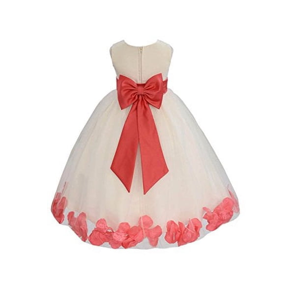 Ekidsbridal Ivory Tulle Rose Petals Flower Girl Dresses Wedding Pageant Ball Gown Birthday Party Easter Summer 302T 16
