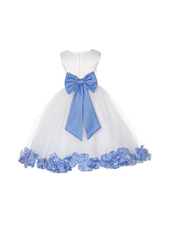 Ivory Tulle Rose Petals Flower Girl Dresses Wedding Pageant Ball Gown Birthday Party Easter Summer 302T 2