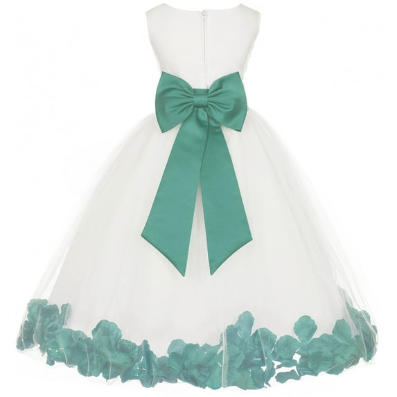 Ekidsbridal Ivory Tulle Rose Petals Flower Girl Dresses Wedding Pageant Ball Gown Birthday Party Easter Summer 302T 2