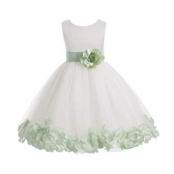 Ekidsbridal Ivory Tulle Rose Petals Flower Girl Dresses Wedding Pageant Ball Gown Birthday Party Easter Summer 302T 2