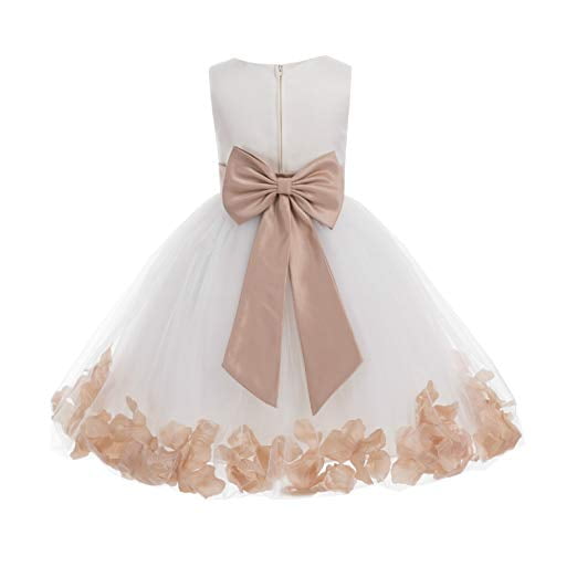 Ekidsbridal Ivory Tulle Rose Petals Flower Girl Dresses Wedding Pageant Ball Gown Birthday Party Easter Summer 302T 2