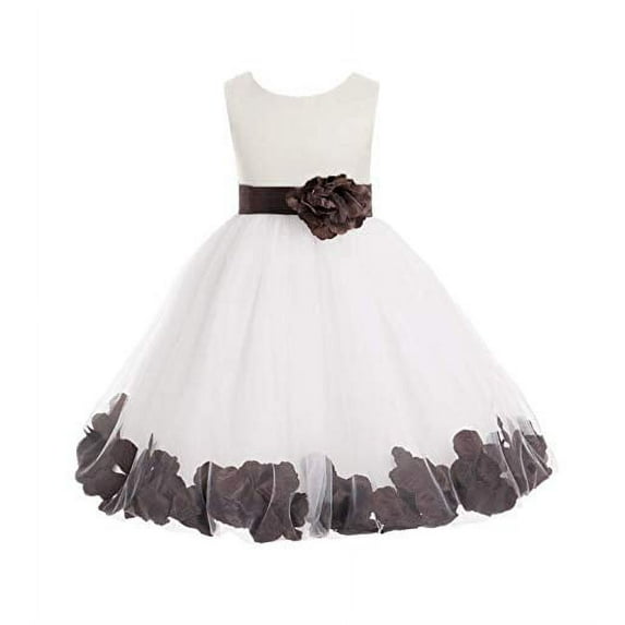 Ekidsbridal Ivory Tulle Rose Petals Flower Girl Dresses Wedding Pageant Ball Gown Birthday Party Easter Summer 302T 6