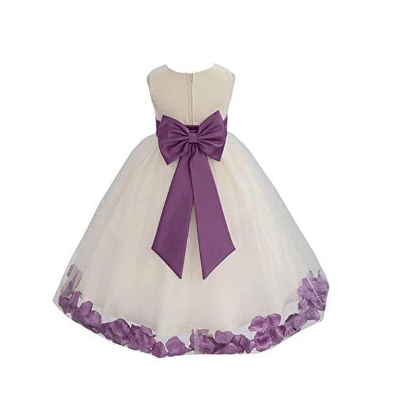Ekidsbridal Ivory Tulle Rose Petals Flower Girl Dresses Wedding Pageant Ball Gown Birthday Party Easter Summer 302T 6
