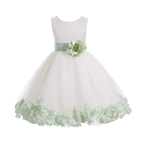 Ekidsbridal Ivory Tulle Rose Petals Junior Flower Girl Dress Pretty Princess Formal Photoshoot Communion Baptism Wedding Gown 302S 6