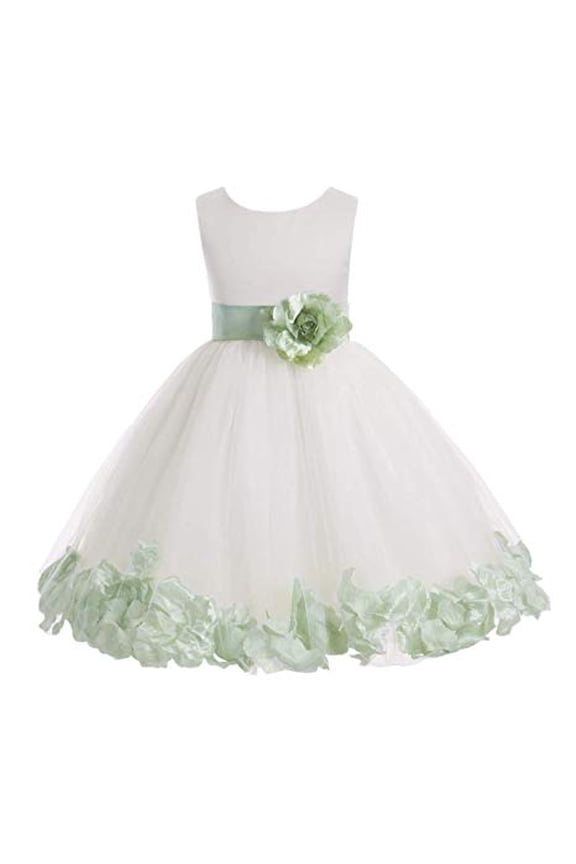 Ivory Tulle Rose Petals Junior Flower Girl Dress Pretty Princess Formal Photoshoot Communion Baptism Wedding Gown 302S 6