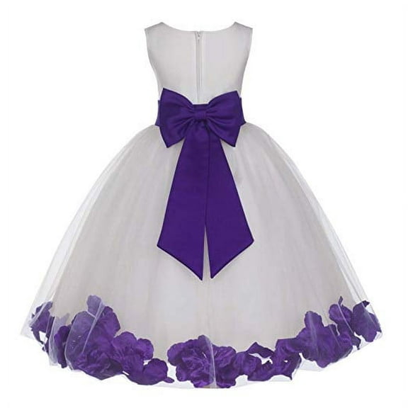 Ekidsbridal Ivory Tulle Rose Petals Flower Girl Dresses Wedding Pageant Ball Gown Birthday Party Easter Summer 302T 8