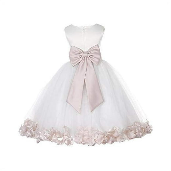 Ekidsbridal Ivory Tulle Rose Petals Flower Girl Dresses Wedding Pageant Ball Gown Birthday Party Easter Summer 302T 8